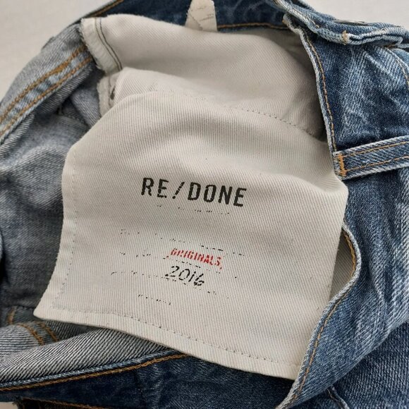 Re/Done Original High Rise Raw Hem Ankle Crop Jeans Size 28 - Picture 6 of 11